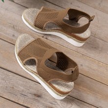 Load image into Gallery viewer, Womens Width Sandals Flat Wedge Heel Fly Weave Casual Hollow Beach Sandals
