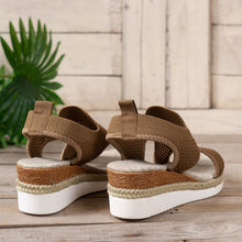 Load image into Gallery viewer, Womens Width Sandals Flat Wedge Heel Fly Weave Casual Hollow Beach Sandals
