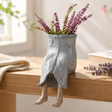 Load image into Gallery viewer, Denim skirt creative sitting legs planter for plants and home decor
