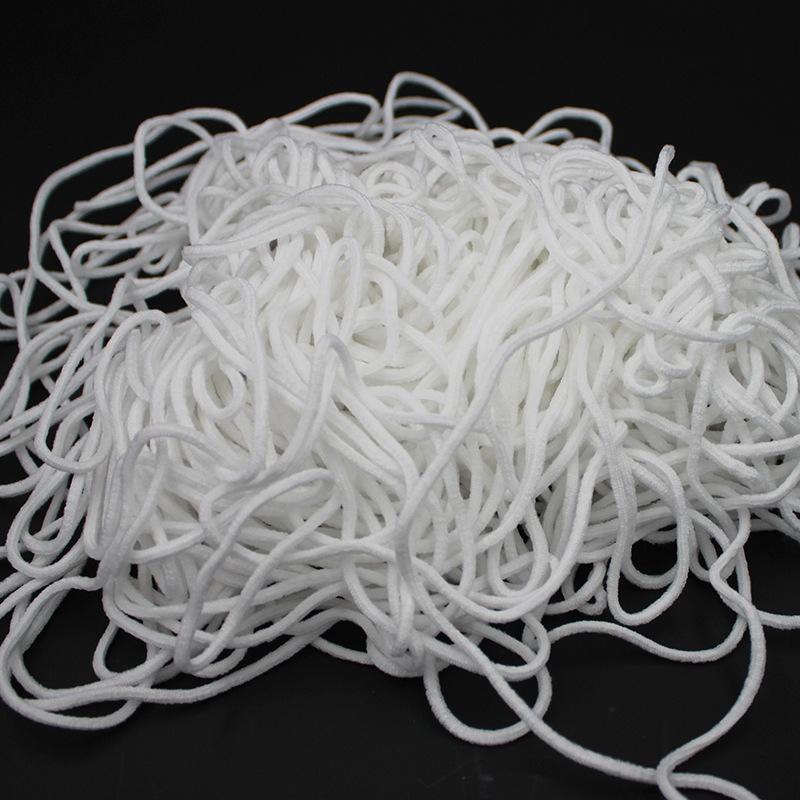 2.5mm Round Braided Elastic Cord/White Elastic Band - 100 Yard