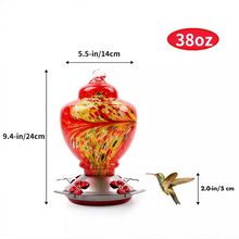 Load image into Gallery viewer, Hand Blown Glass Hummingbird Feeder - 38 Ounces
