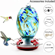 Load image into Gallery viewer, Hand Blown Glass Hummingbird Feeder - 25 Ounces
