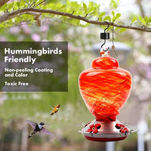 Load image into Gallery viewer, Hand Blown Glass Hummingbird Feeder - 38 Ounces
